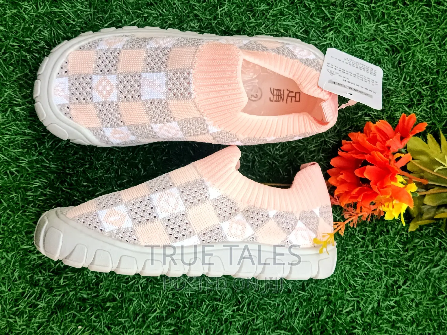 Girls Peach Socks Sneakers