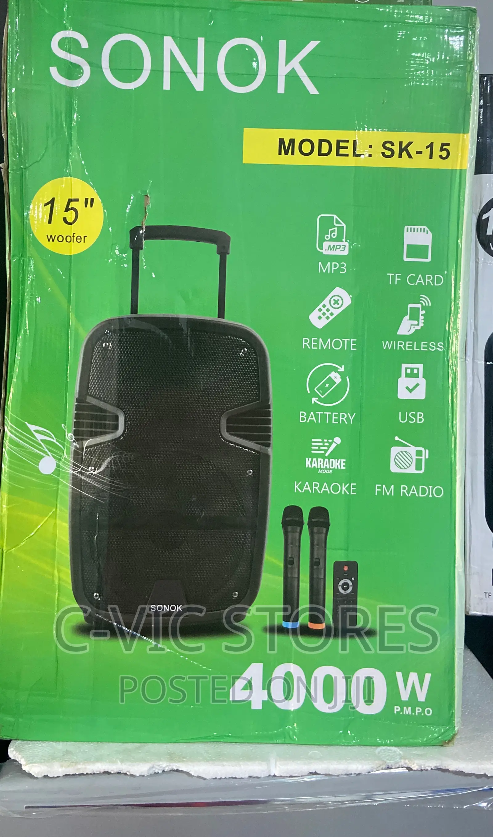 SONOK 15'' Bluetooth Rechargeable Public Address System