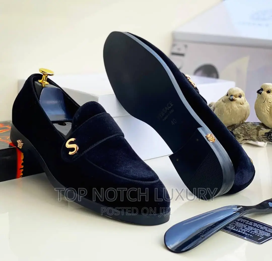 Versace Men Luxury Flat Dark Shoe