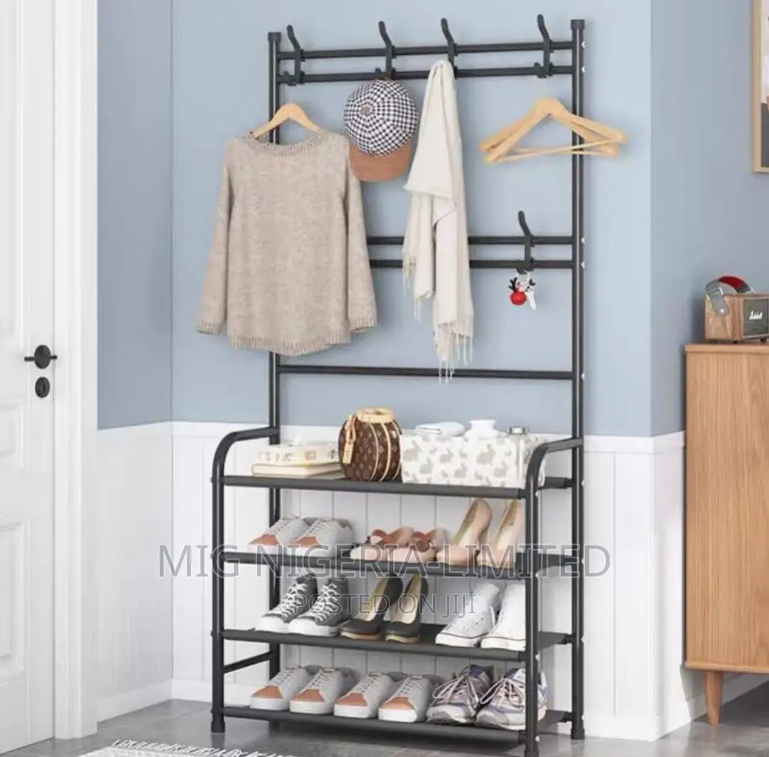 Multifunctional Metal Cloth,Shoes and Hat Rack