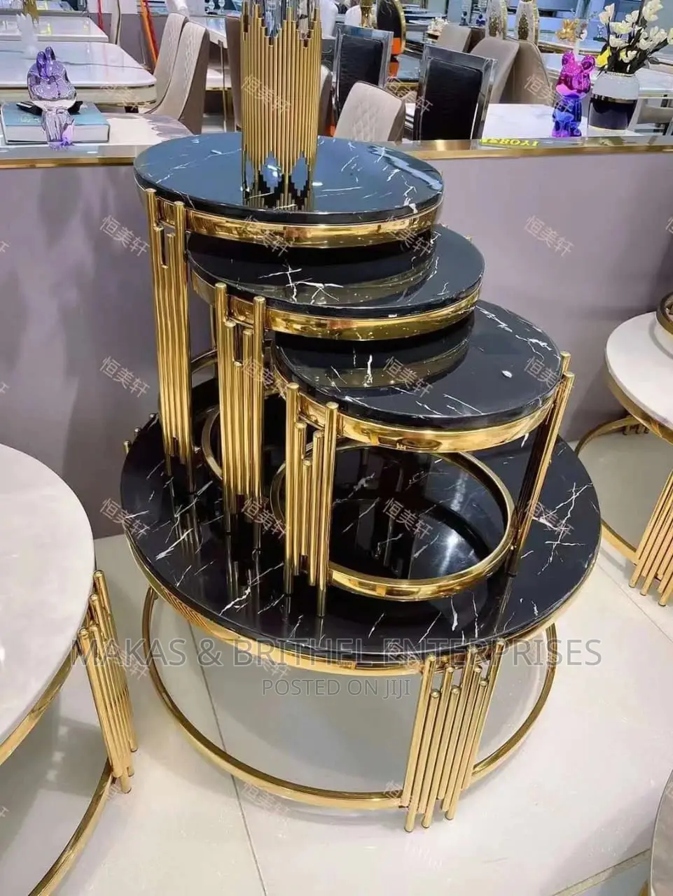 Marble Center Tables With 3 Side Tables