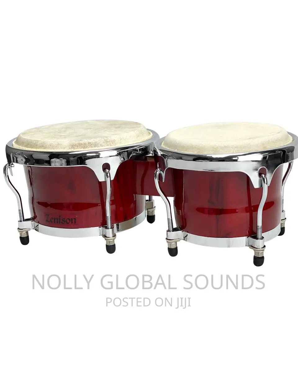 Professional Wooden Bongo Drum Set 8” and 9” - Red Wood