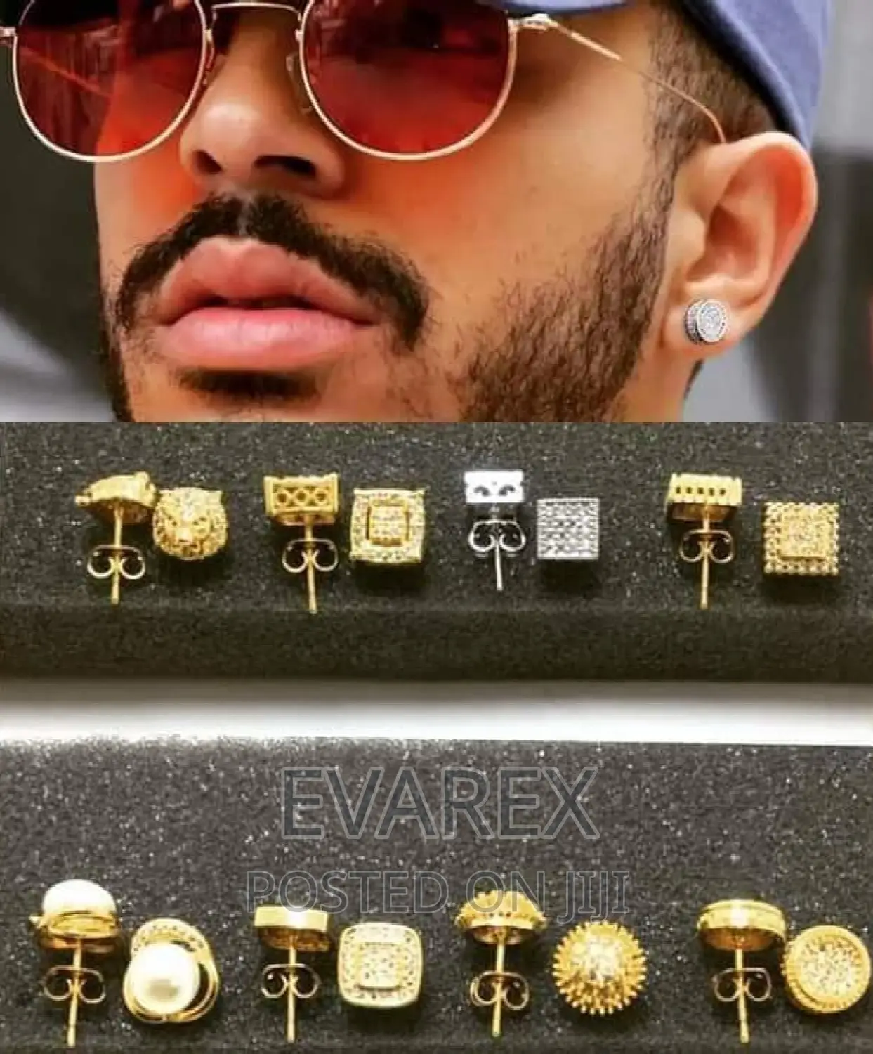 Non Tarnish Original Men Earring. Pin (Stud) Type