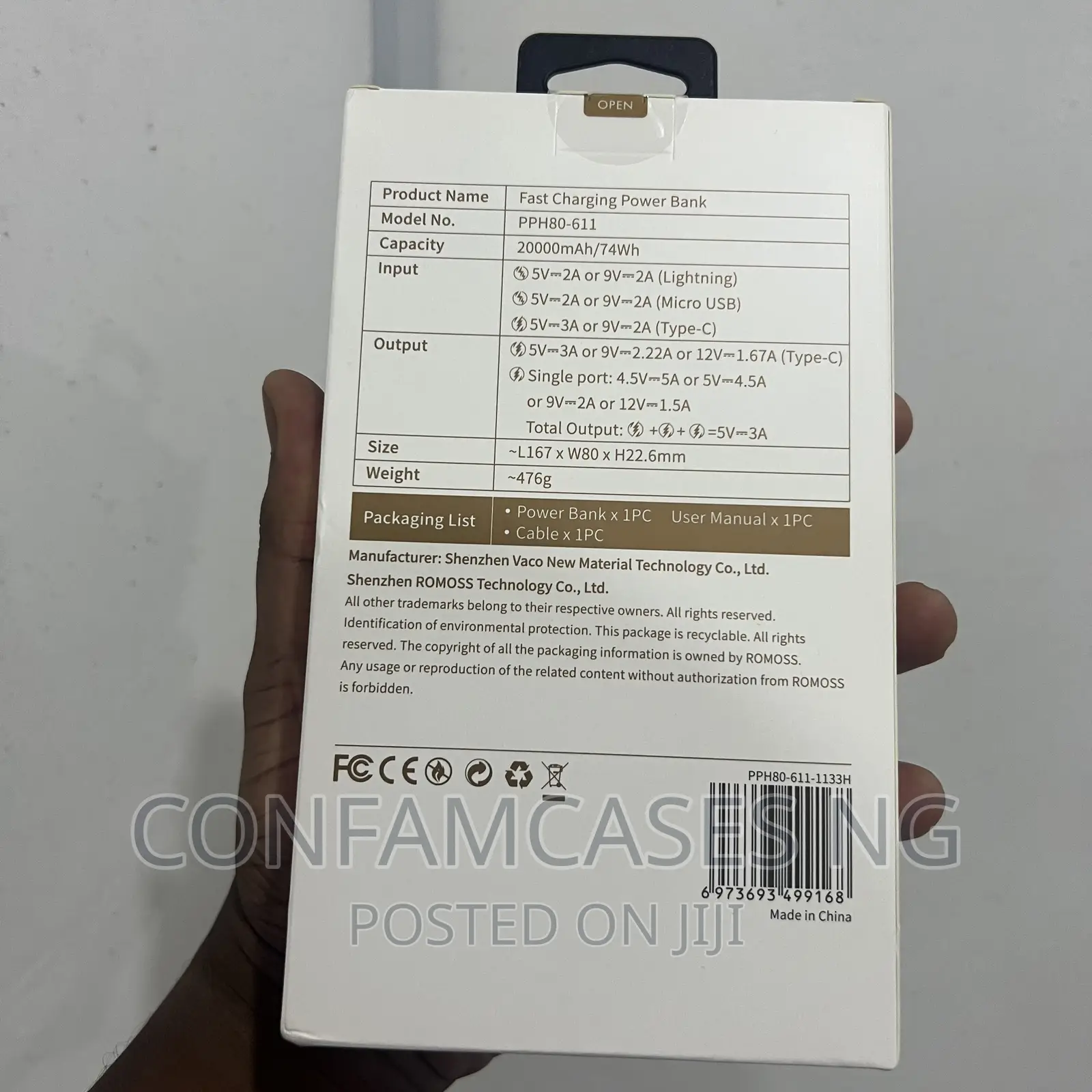 Romoss Sense 6f 20000mah 22.5w Fast Charging Power Bank