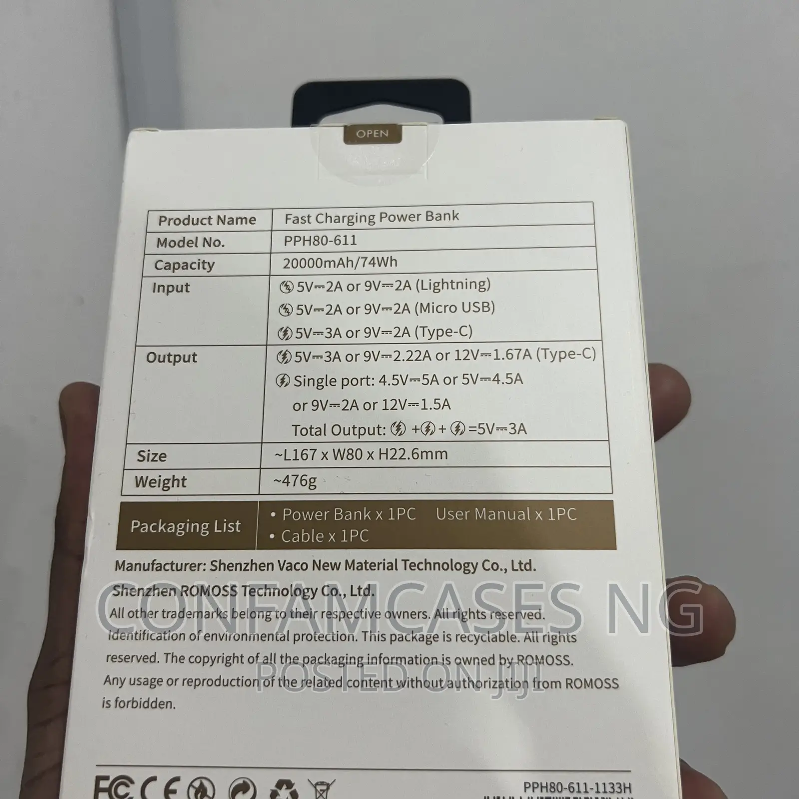 Romoss Sense 6f 20000mah 22.5w Fast Charging Power Bank