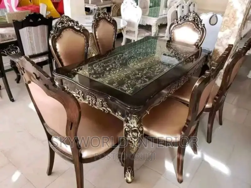 Black Royal Dining Table With 6 Chairs