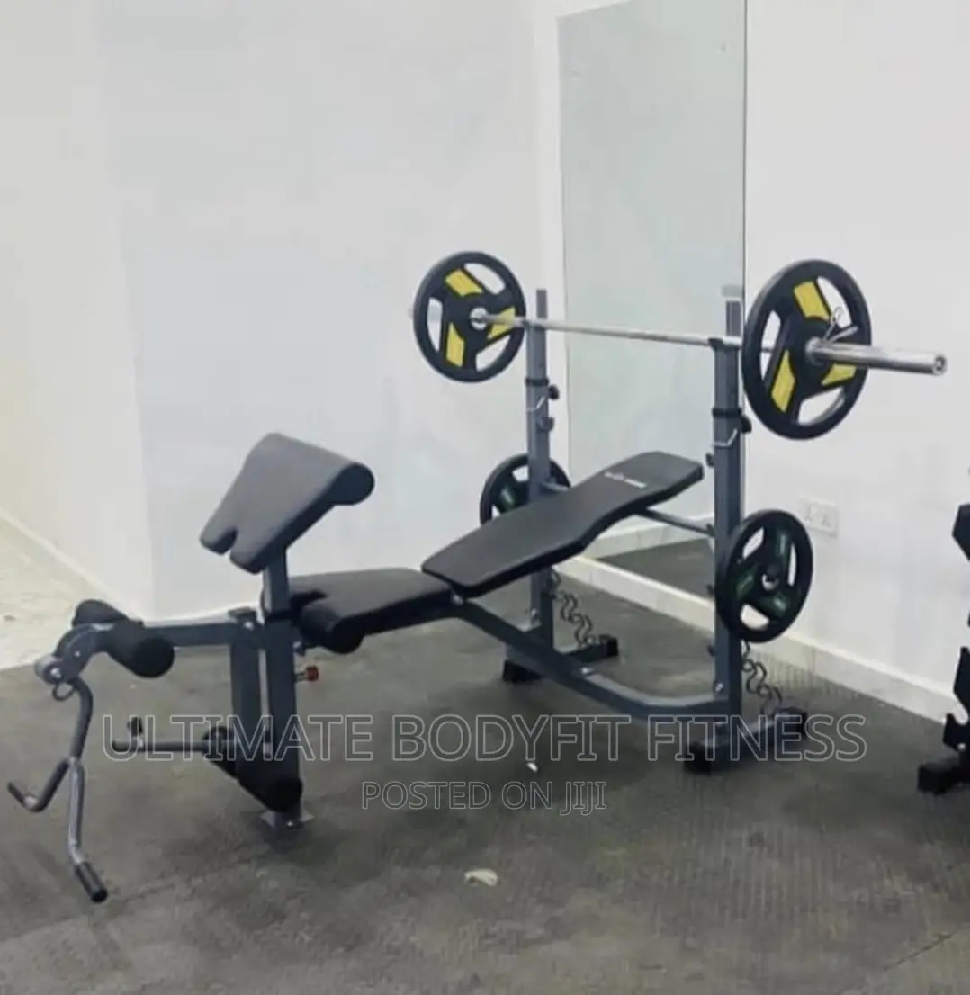 Brand New Weight Bench With Barbell 50kg Olympic Plates