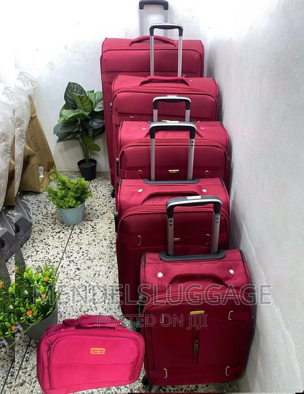 Red 5 Set Trolley Luggage With Handbag