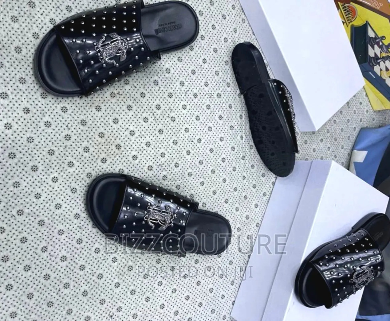 Original Italian ROBERTO CAVALLI Slippers Available in Store
