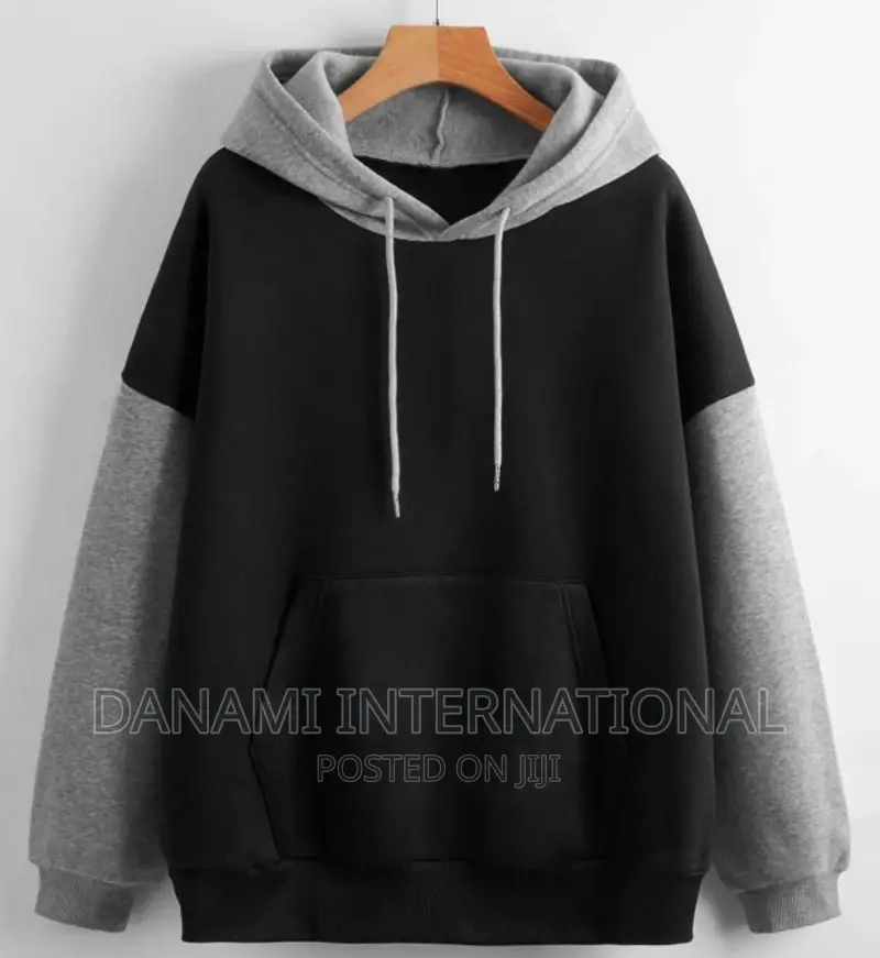 Classic Black Grey Colour Block Hoodie