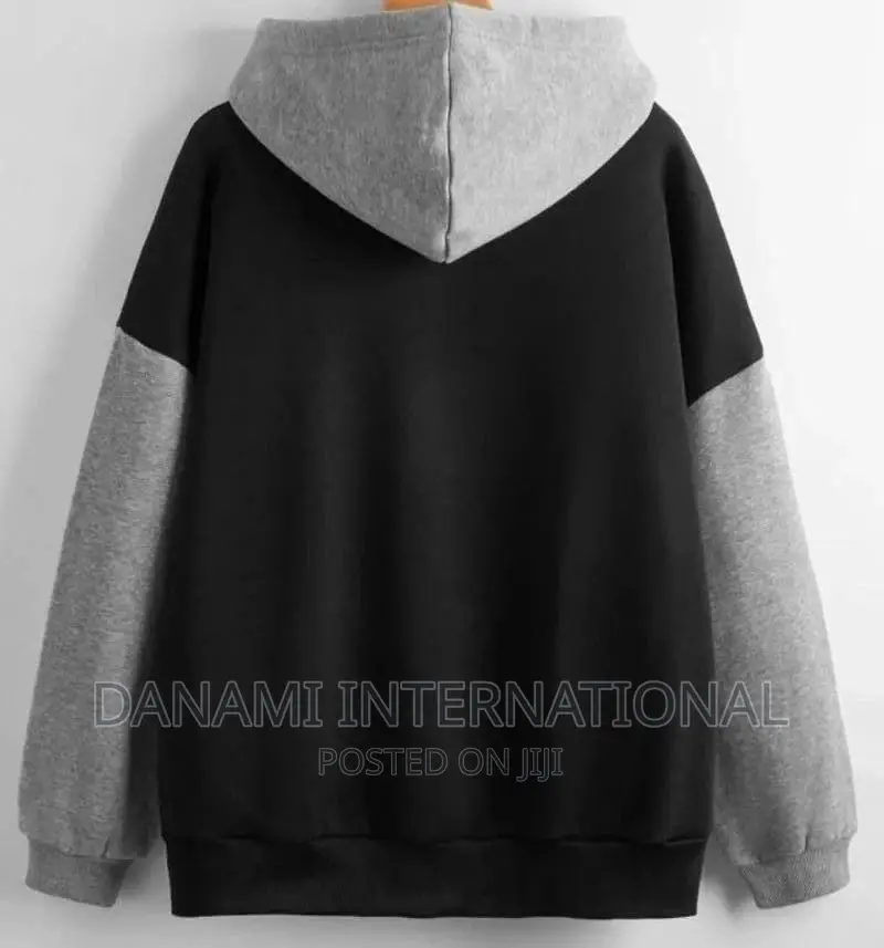 Classic Black Grey Colour Block Hoodie