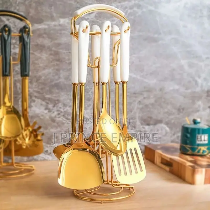 7pcs Nordic Light Luxury Stainless Kitchenware Cooking Spoon