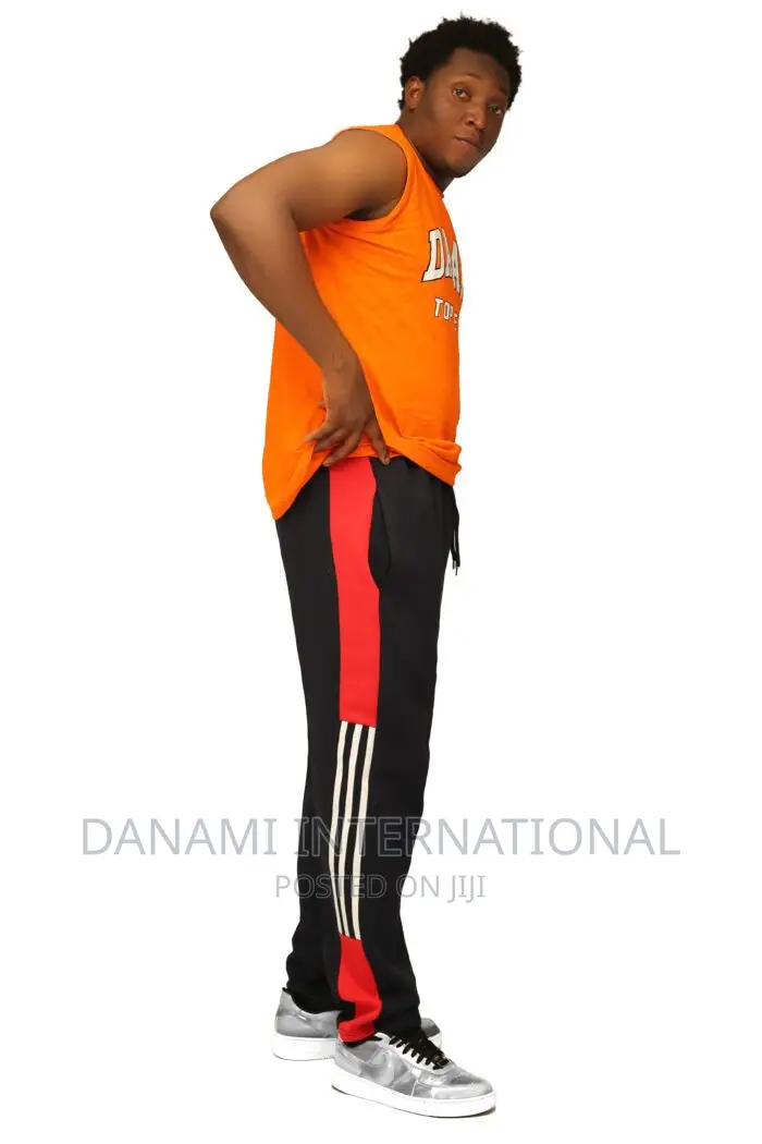 Danami Comfortable Red White Stripes on Black Joggers/Swea