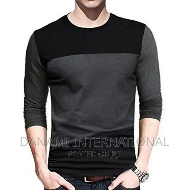Danami Long Sleeve Grey and Black Contrast T-Shirt