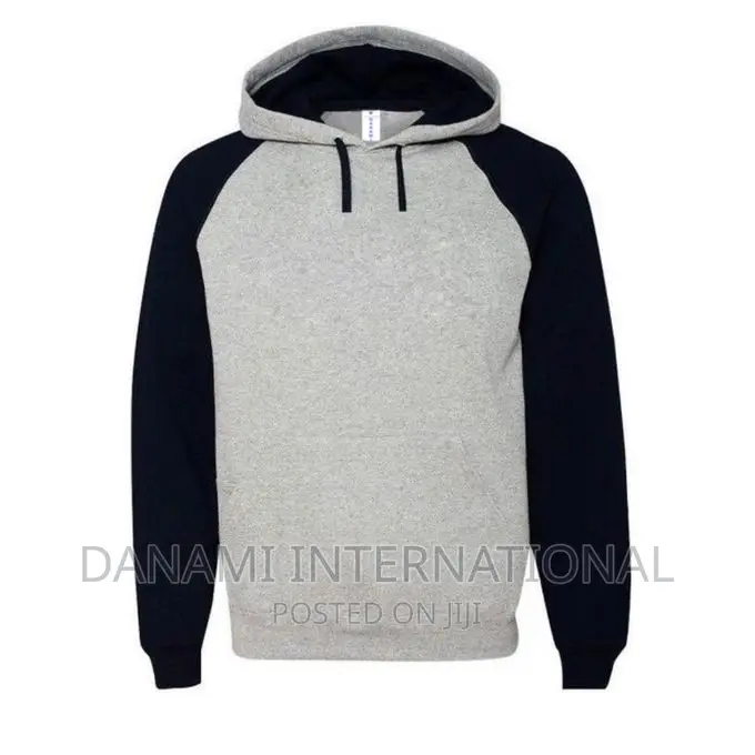 Danami Long Sleeve Light Grey Navy Blue Contrast Hoodie