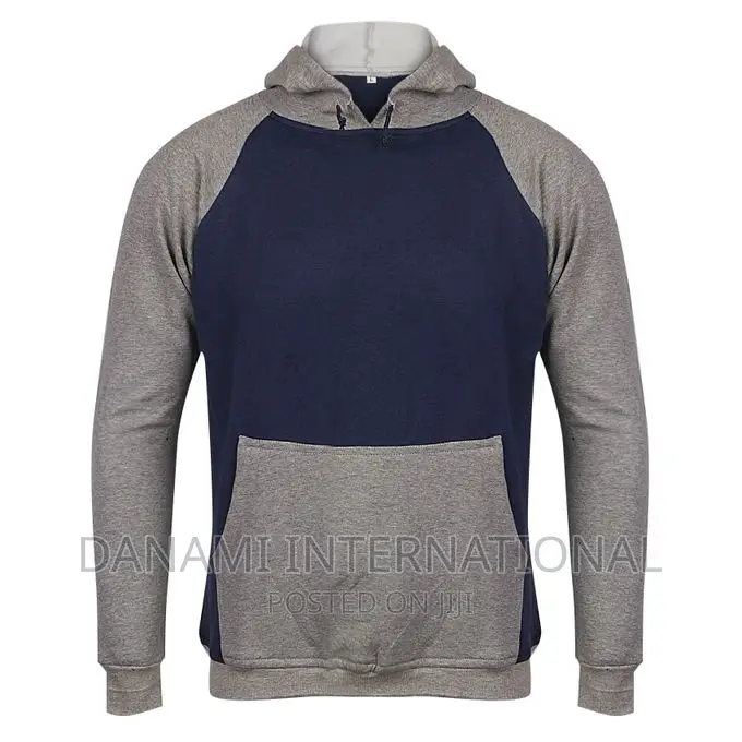 Danami Plain Blue Grey Contrast Hoodie
