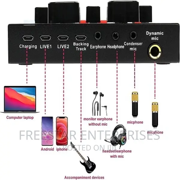Professional Condenser Studio Microphone Live Sound Card