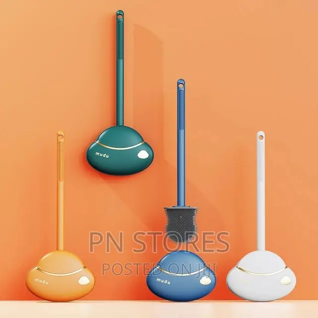 Silicone Toilet Brush With Holder (Wall Attachable)