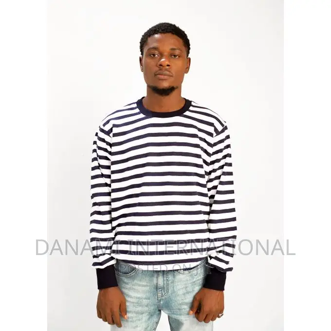 Danami White Navy Blue Strip Sweatshirt