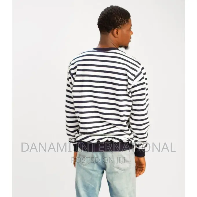 Danami White Navy Blue Strip Sweatshirt