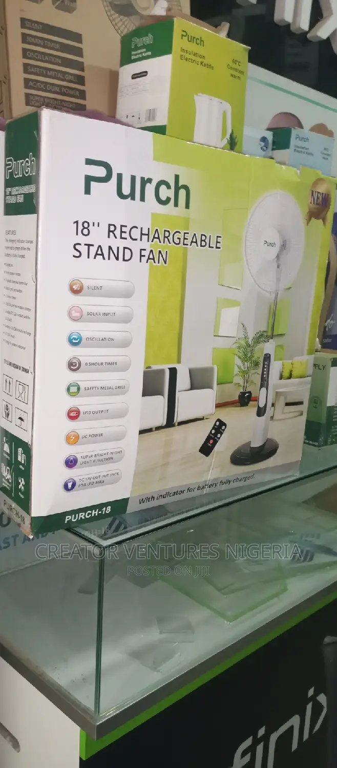 PURCH Solar Rechargeable Fan Dc/Ac REMOTE Very Efficient