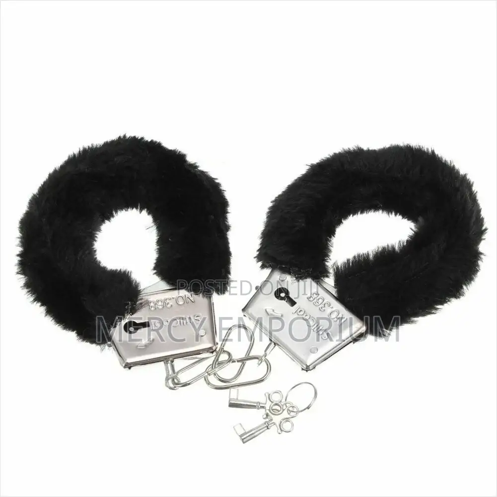 Black Furry Cuffs With Keys One Size