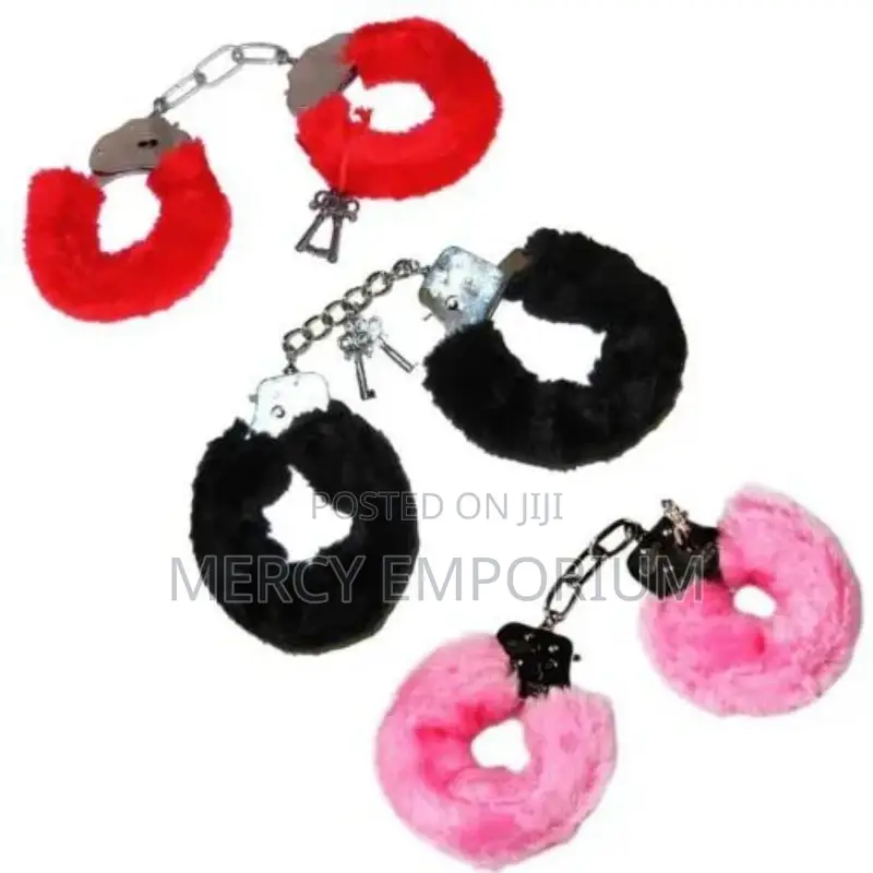 Black Furry Cuffs With Keys One Size