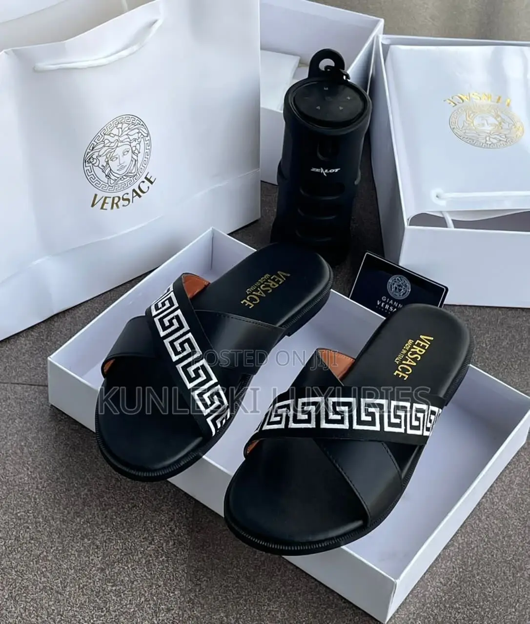 Original Versace Men Leather Palm Slippers