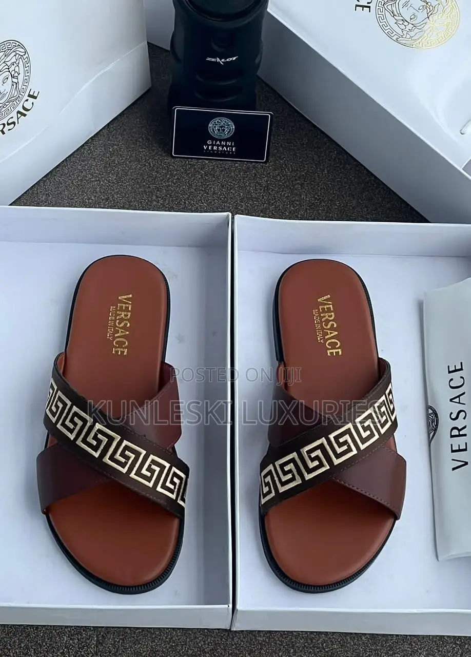 Original Versace Men Leather Palm Slippers