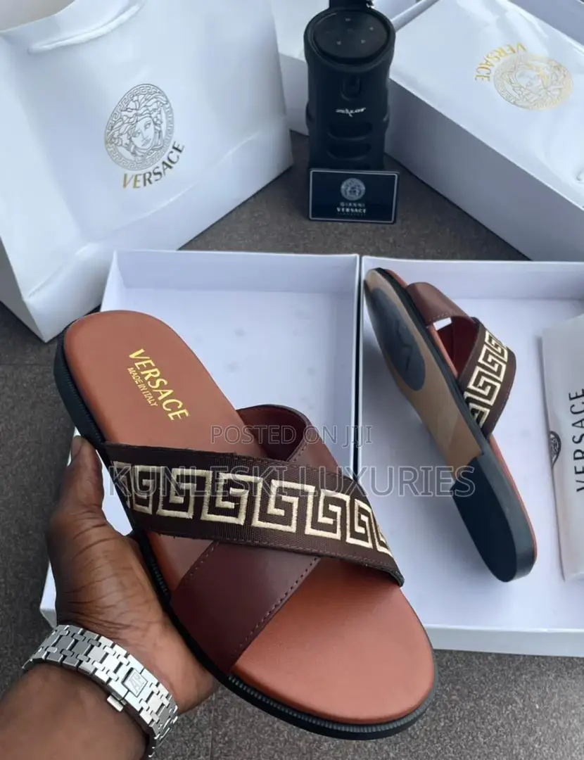 Original Versace Men Leather Palm Slippers