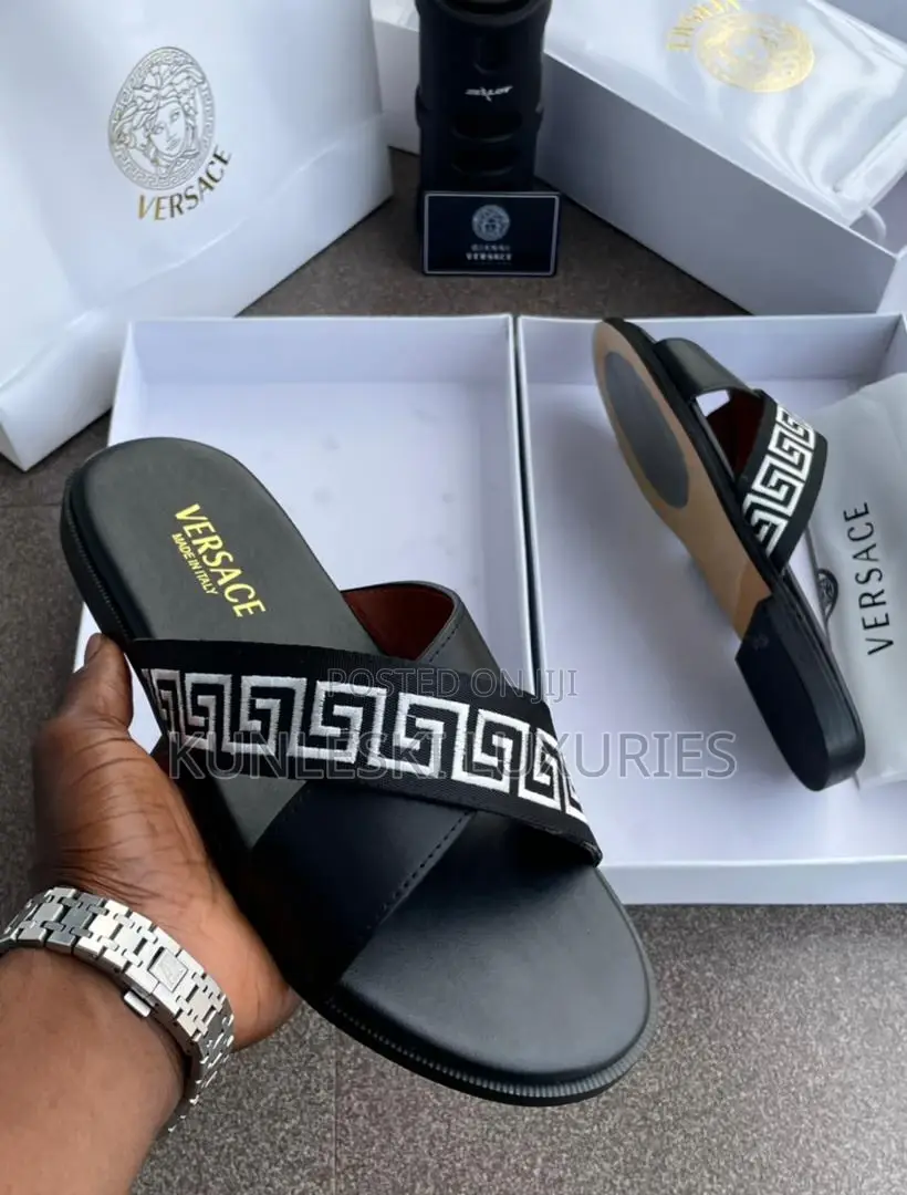 Original Versace Men Leather Palm Slippers