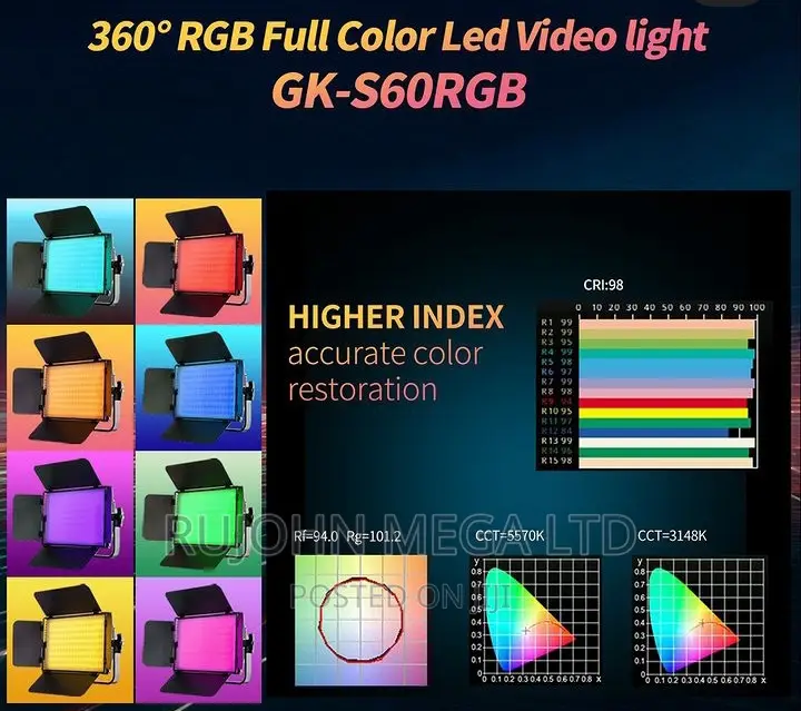 TOLIFO GK-S60RGB 60wrgb LED Video Light for Video Production