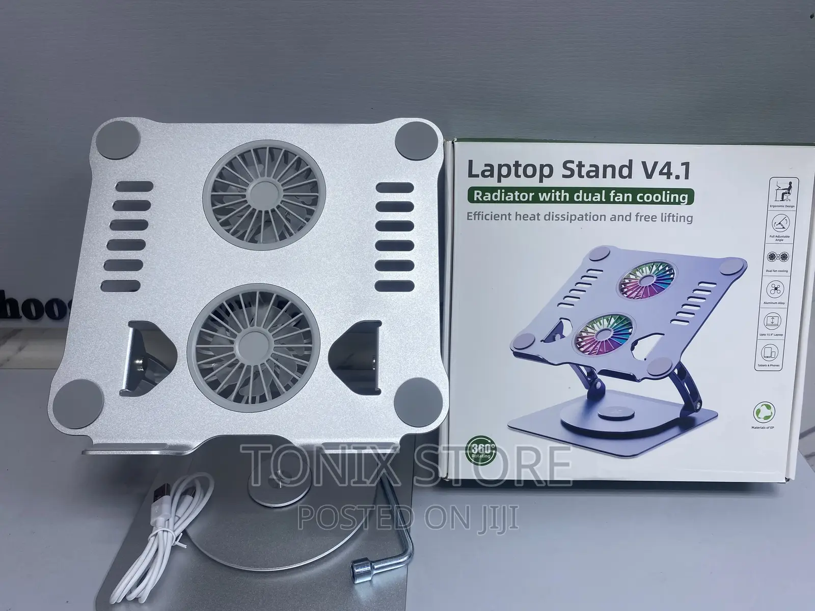360 Rotatable Universal Laptop Stand With Dual Cooling Fan