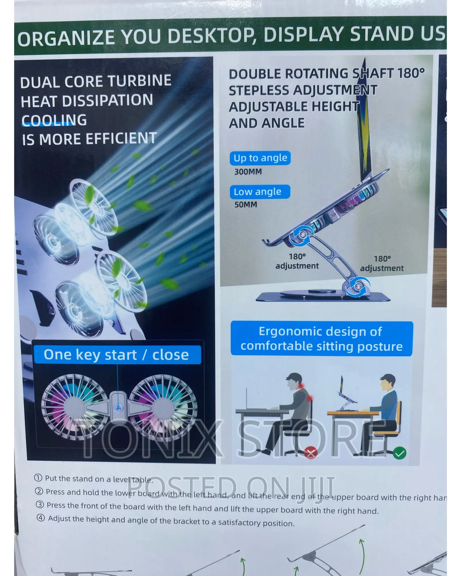 360 Rotatable Universal Laptop Stand With Dual Cooling Fan