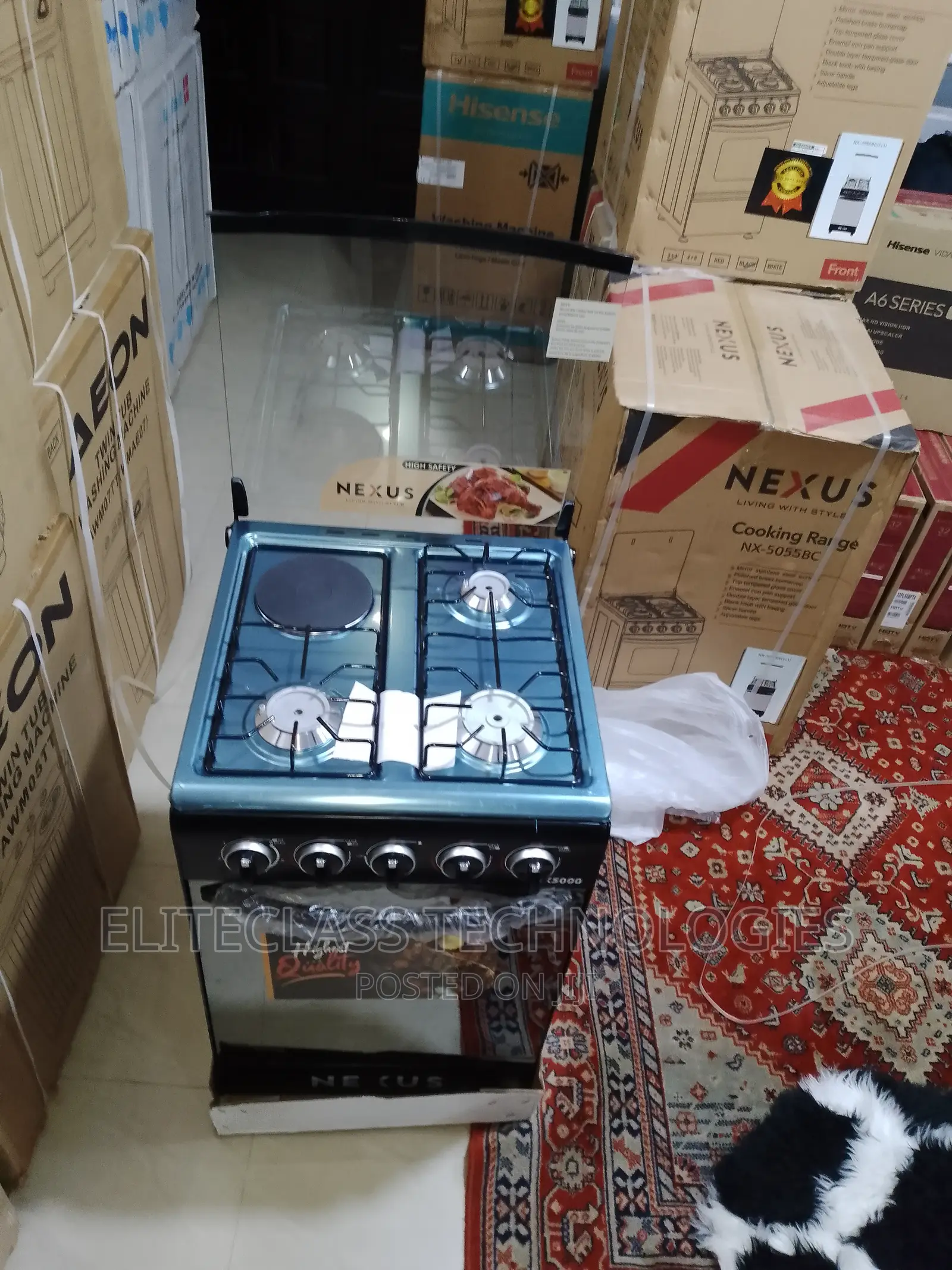 New Nexus Gas Cooker 3+1 Nx-5055bc With Mirror Stainless Top