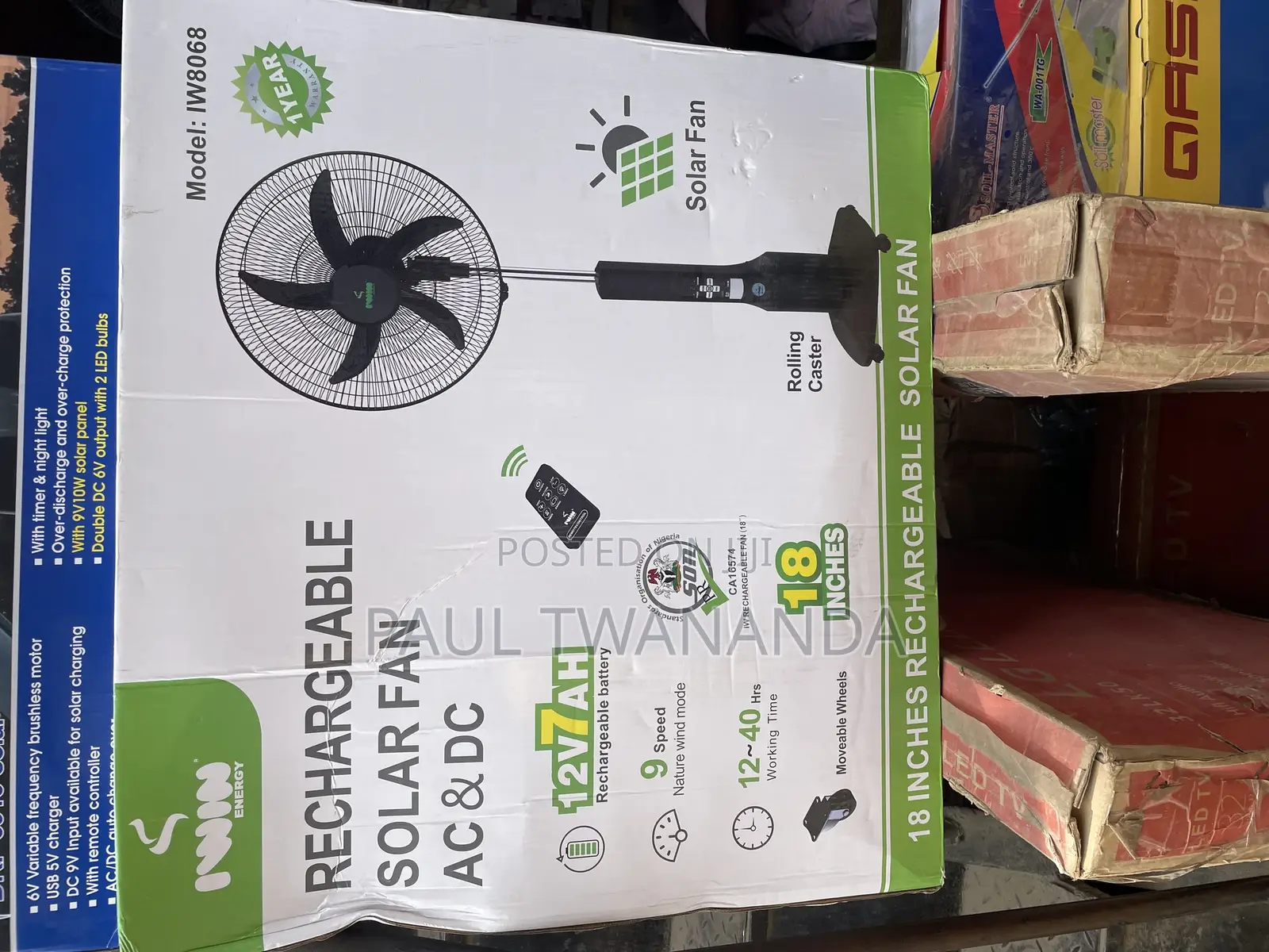 18inch Iwin Rechargeable Fan