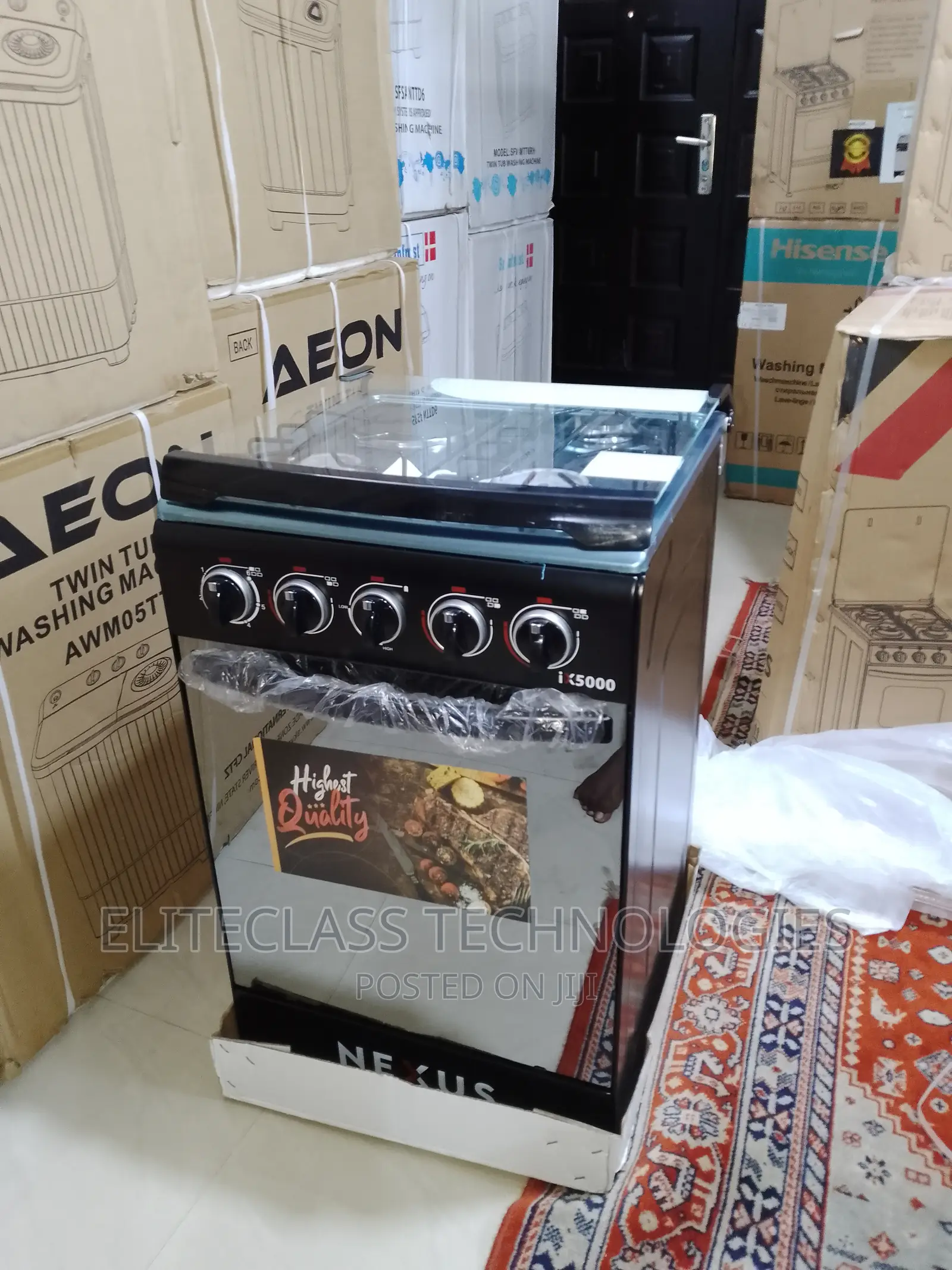 New NX 5055BC Nexus Gas Cooker 3+1polished Brasss Burnercap