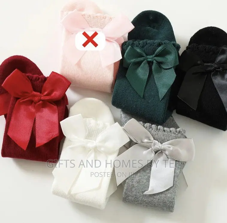 Girls Long Socks With Bow Tie