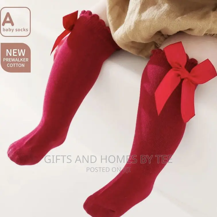 Girls Long Socks With Bow Tie