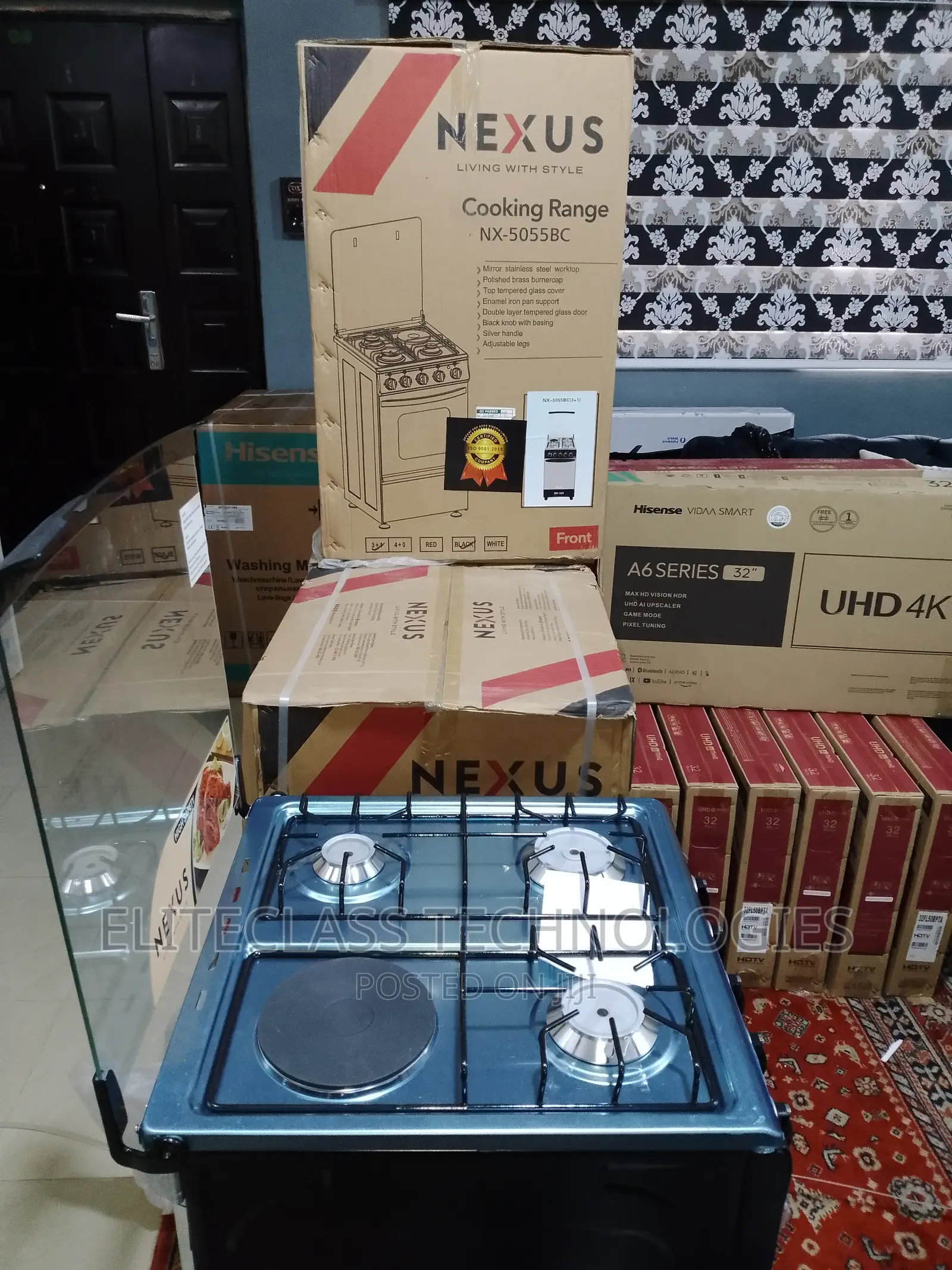 New Polished Brass Burnercap Nexus Gas Cooker 3+1 Nx-5055bc