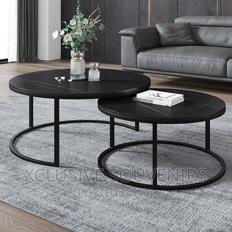 Nordic Center Table, Set of 2 Round Marble Nesting Center Table
