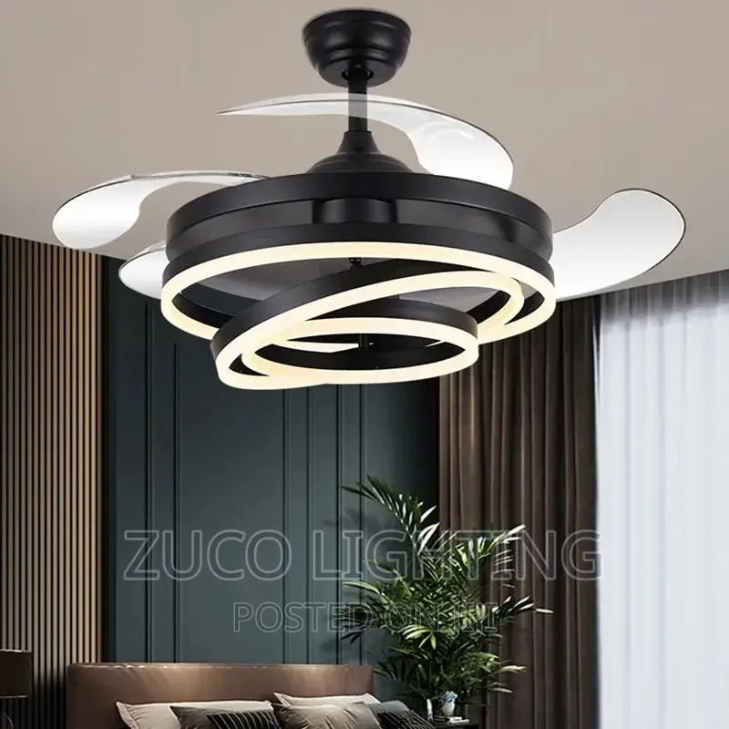 Modern Luxury LED Dropping Chandelier With Ceiling Fan Light