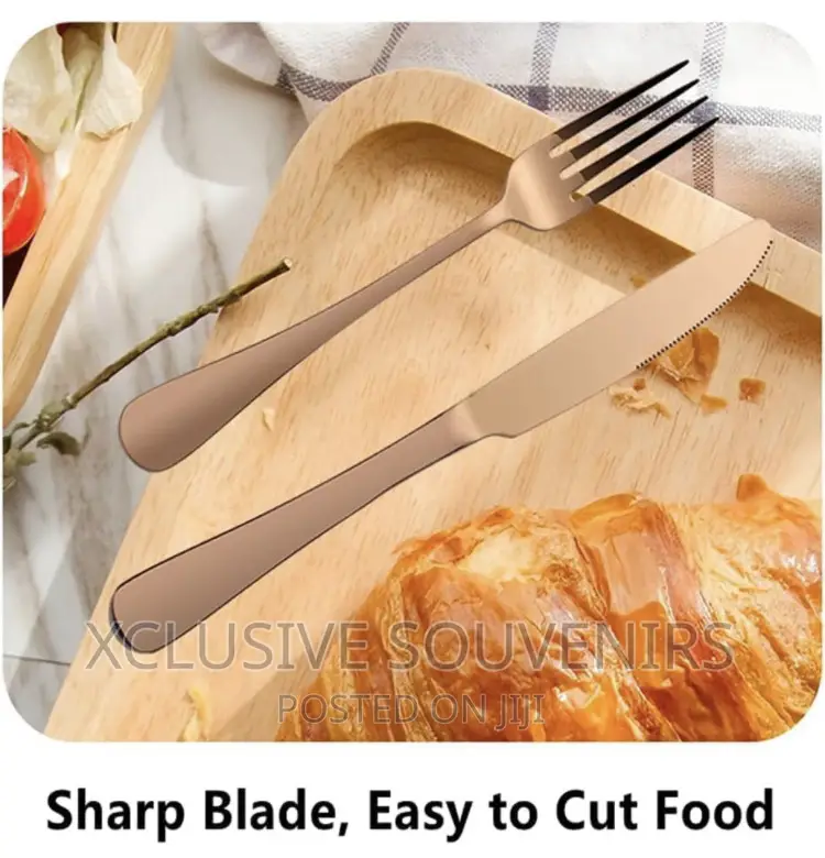 24pcs Stainless Steel Tableware Cutlery Set With Metal Rack