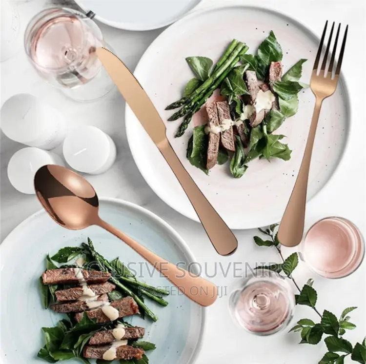 24pcs Stainless Steel Tableware Cutlery Set With Metal Rack
