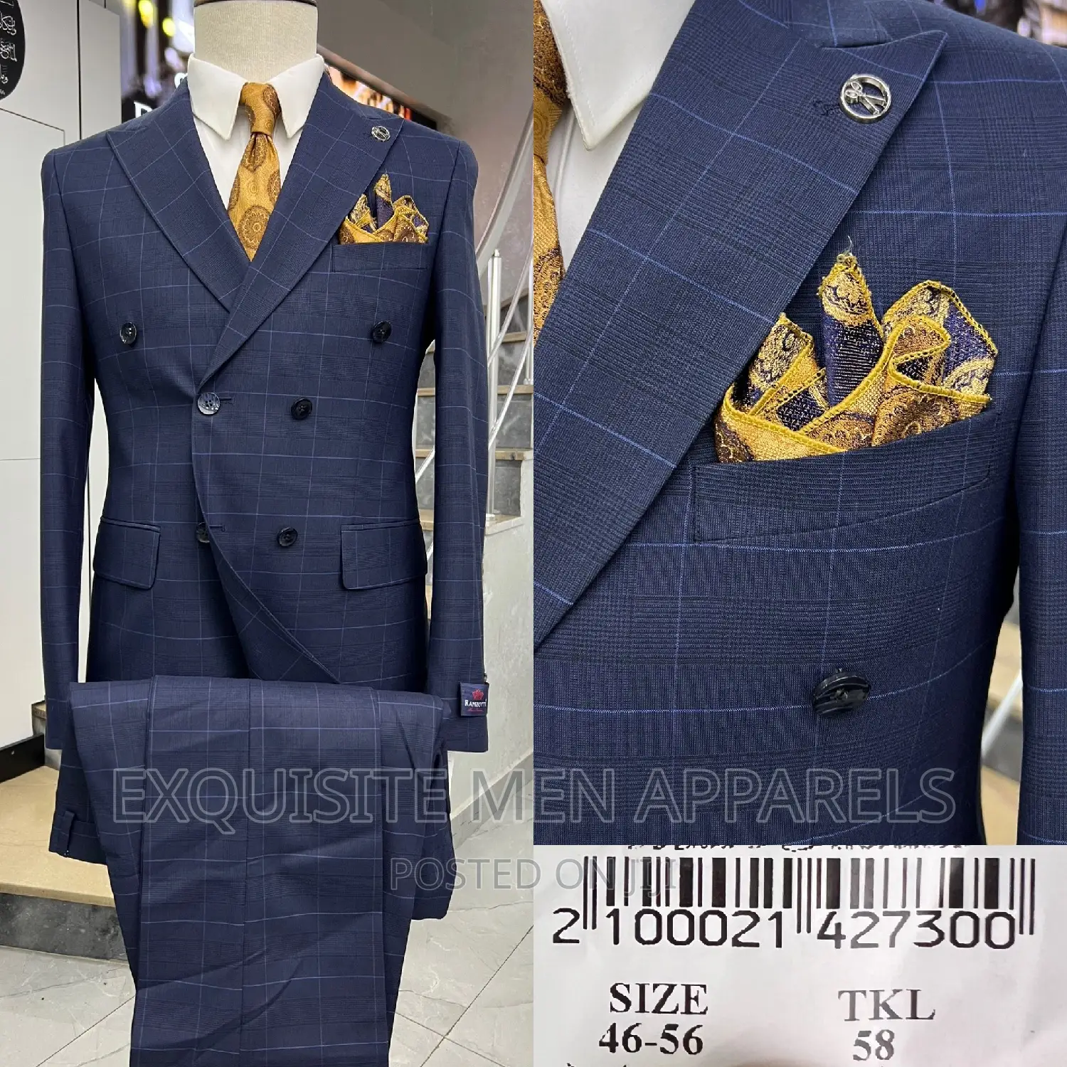 Quality Bespoke Double Breasted Check Men's Suit