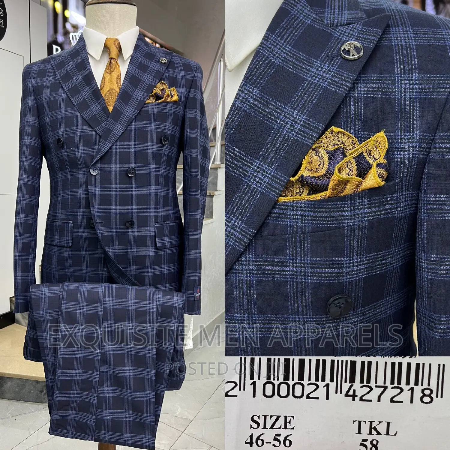 Quality Bespoke Double Breasted Check Men's Suit