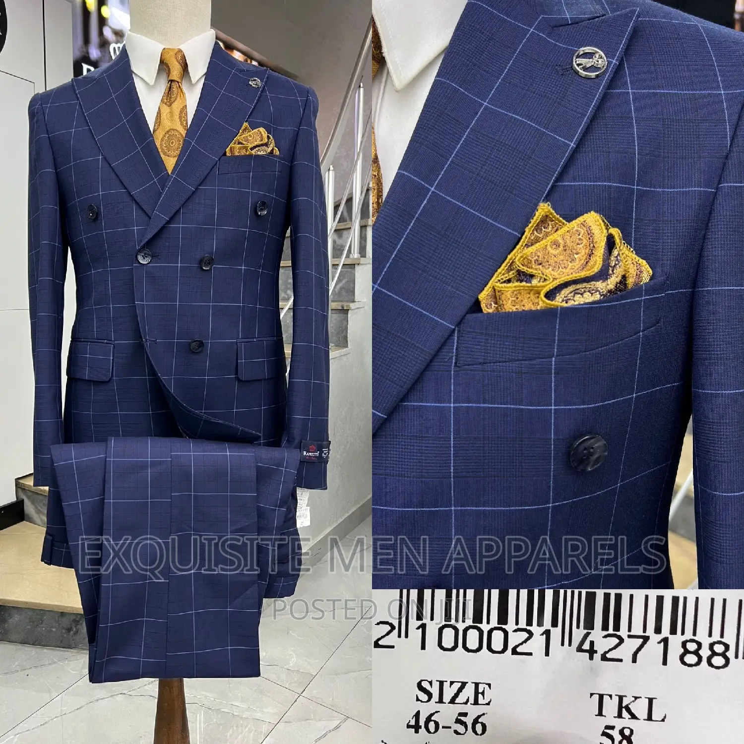 Quality Bespoke Double Breasted Check Men's Suit