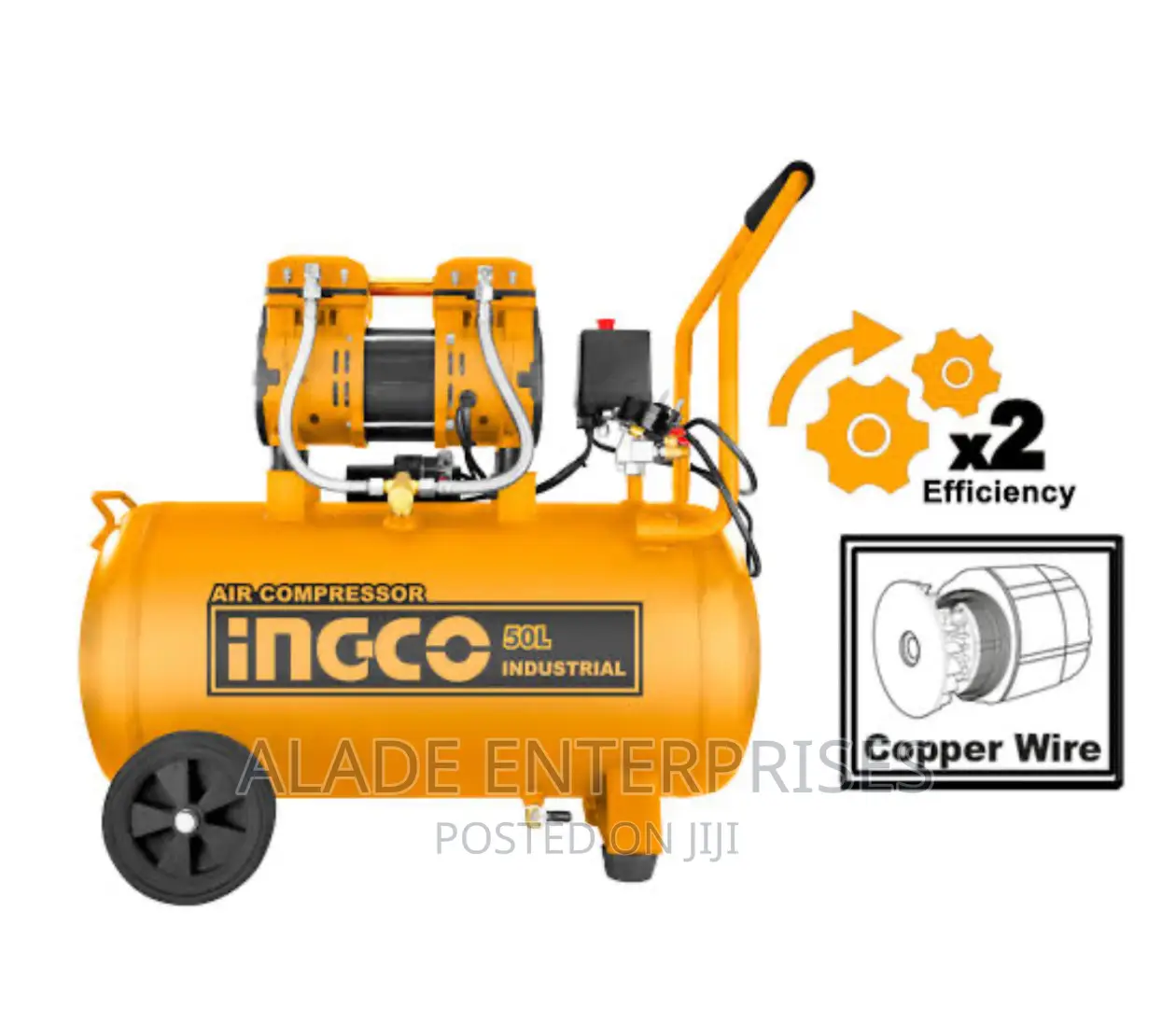 INGCO 50L Industrial Air Compressor Oilfree 100%Pure Copper
