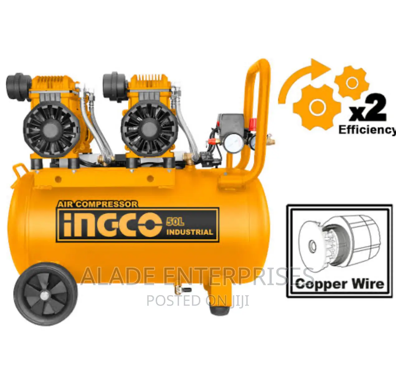INGCO 50L Industrial Air Compressor Oilfree 100%Pure Copper