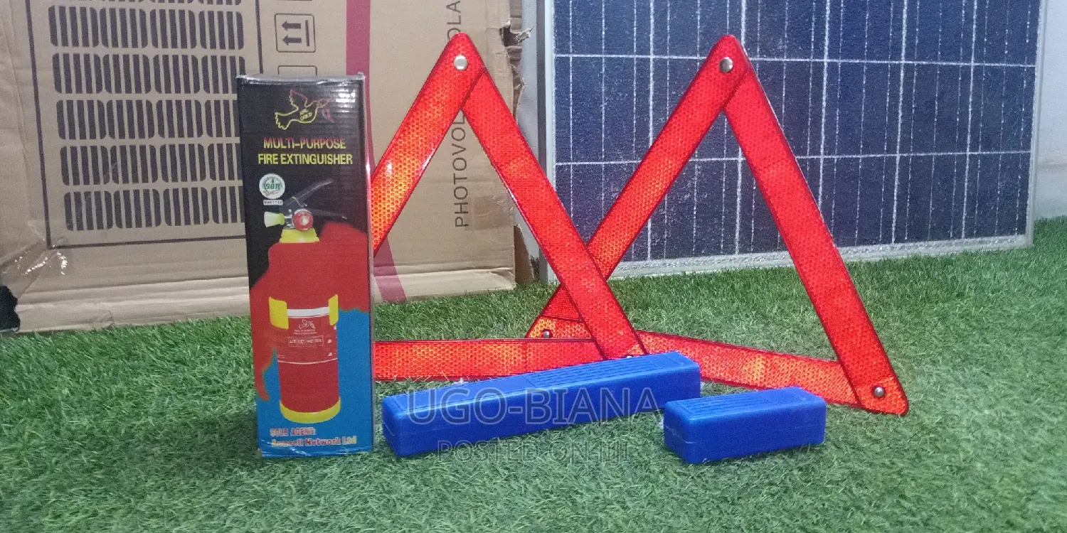 Powder Fire Extinguisher For Car And Caution Sign Combo Pack